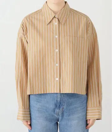 스트라이프 크롭 셔츠