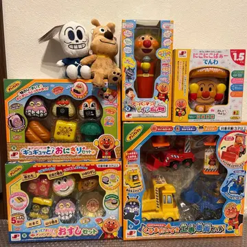 호빵맨 휠체어 사랑 공사 차량 전화 마이크 봉제 인형 새상품 묶음 판매