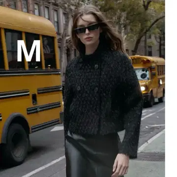 ZARA 메탈릭 얀 텍스처 더블 브레스트 자켓