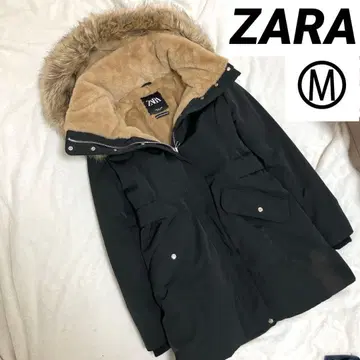 새상품급 [ ZARA 자라 ] 충전솜 퍼 포함 다운 자켓 블랙 M