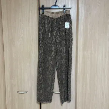 [ Ample ] 미사용 새상품 브라운 레이스 롱 팬츠