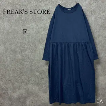 프릭스스토어 [ F ] 허리 개더 절개 원피스 루즈핏 네이비
