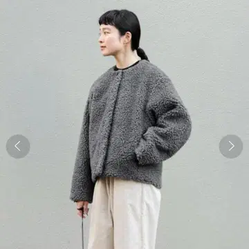 택 포함 새상품 울 보아 자켓 / 카구레 차콜 다크 그레이