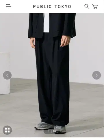 Public Tokyo 블랙 와이드 팬츠 플리츠 2턱