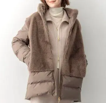 [ 미사용품 ] 23구 24AW ECOPEL 에코 퍼 콤비 다운 코트