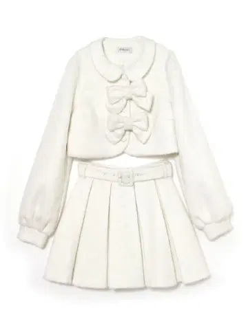 bubbles 울 리본 셋업 화이트