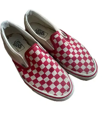 VANS 레드/화이트 체크 슬립온
