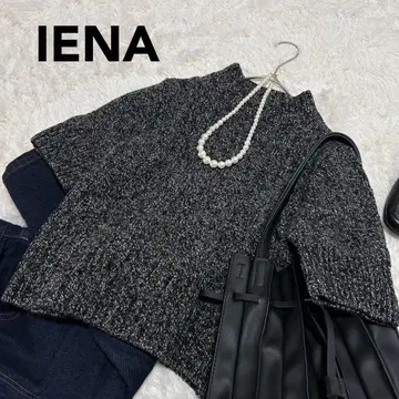 컨디션 최상 울 혼방 IENA 하이넥 니트 반팔 블랙 계열