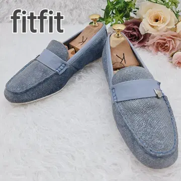 핏핏 천연 가죽 스니커즈 로퍼 22.5cm 블루 외반모지