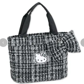 새상품 리본 참 부착 토트백 키티 트위드 리본 아베일 키티