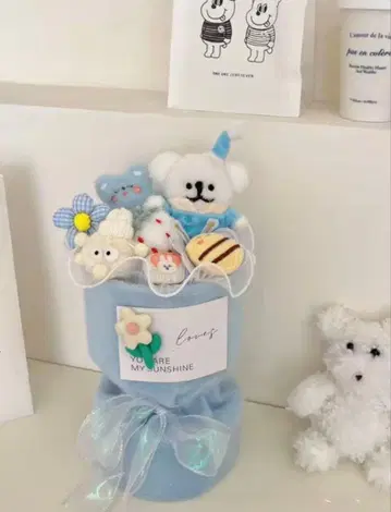 말티즈 모루치즈 봉제 인형 부케