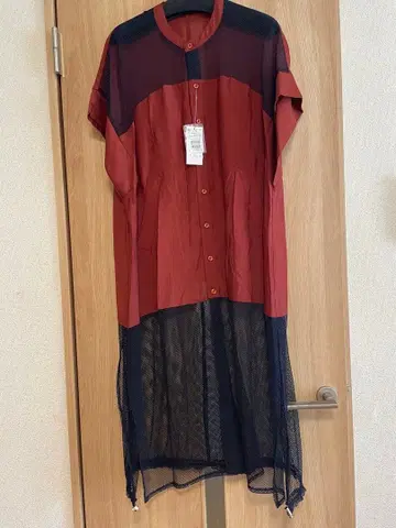 벽돌색 반팔 셔츠 원피스 38 라디에이트