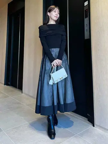 완판템 CELFORD 셀포드 오프숄더 니트 도킹 원피스