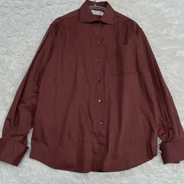 fil a fil 더블 커프스 버건디 스트라이프 긴팔 셔츠 M 새상품급