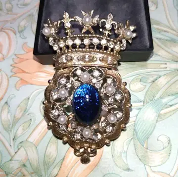 블루 드래곤즈블레스 모조 진주 왕관 디자인 빈티지 브로치