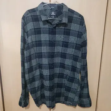 VOLCOM 긴팔 플란넬 셔츠 네이비 그레이 체크