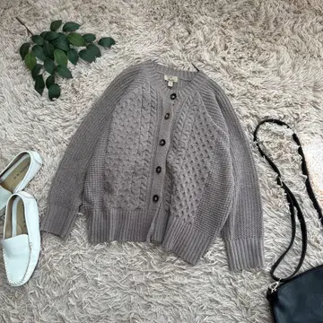 6943 슈에뜨 니트 가디건 [ L ] 케이블 짜임/모카/내추럴