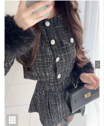 퍼 슬리브 자켓 x 미니 스커트 트위드 셋업[pm796]