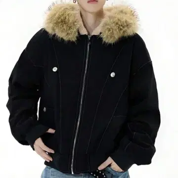 퍼 달린 자켓 퍼 옷깃 아메카지