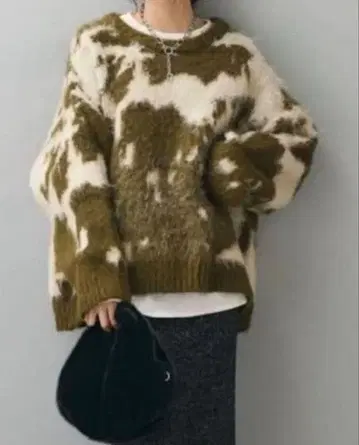 ESICA 에시카 뉴앙스 카우 패턴 니트 카키