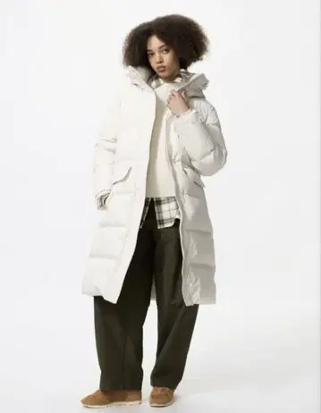 새상품 유니클로 울트라 웜 다운 코트 화이트 M