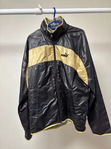 푸마 리버서블 나일론 저지 윈드 브레이커 블랙 금 은 L