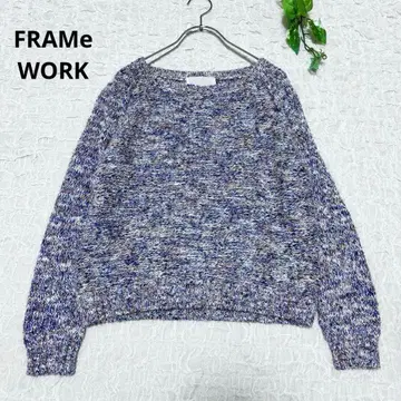 프레임워크 숏 기장 믹스 니트 블루 계열