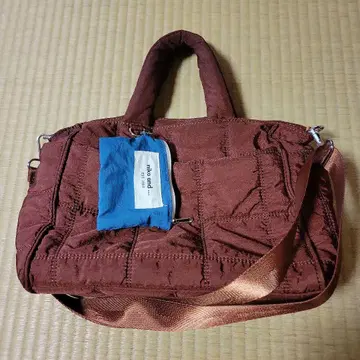 브라운 나일론 토트백