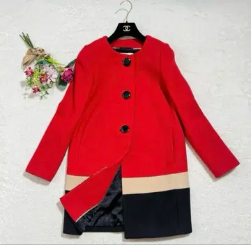 케이트 스페이드 체스터 코트 노카라 코트 빨간색