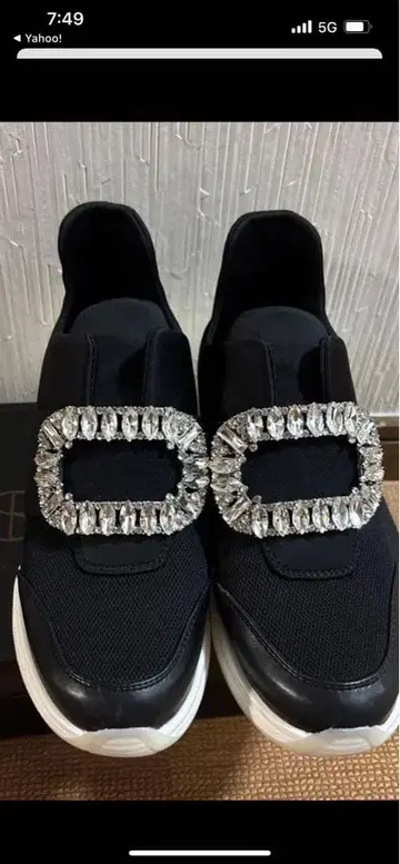 셀포드 비쥬 장식 블랙 슬립온 스니커즈 23.5