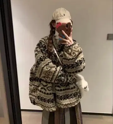 페어아일 패턴 보아 자켓 자켓