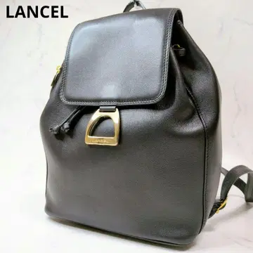 [새상품급] Lancel 란셀 백팩 복조리 가죽 골드 금장 장식 블랙