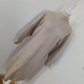 리브 하이넥 롱 니트 원피스