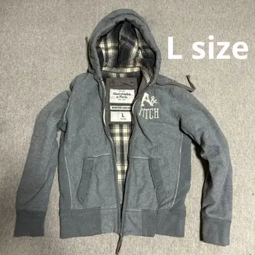 빈티지 가공 두꺼운 AF 아바클로 L 사이즈 후드 맨투맨 자켓 블루종