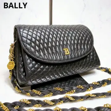 발리 숄더백 퀼팅 체인 B 로고 블랙 가죽