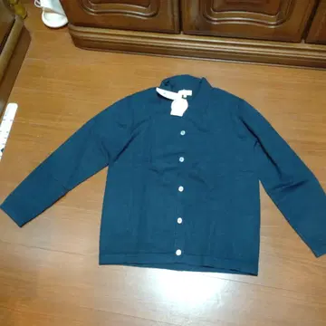 남성용 네이비 가디건 셔츠 칼라