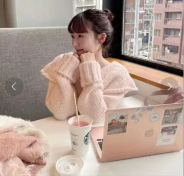 muguet 세일러 리본 니트 핑크 니트 택 포함