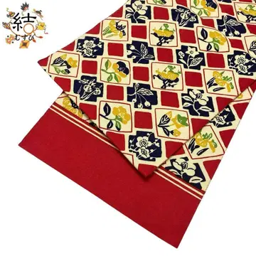 MO-3352 나고야 오비 형염 마름모꼴에 꽃 무늬 상아색