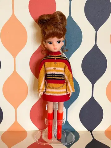 복각 초창기 리카짱 사이즈 핸드메이드 레트로 니트 드레스