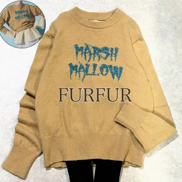 새상품급 FURFUR 퍼퍼 마쉬멜로우 로고 스웨터 양모 카멜 F