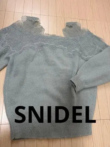 SNIDEL 레이스 오프숄더 스웨터 그레이 ONE SIZE