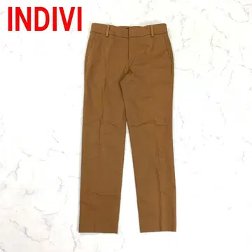 A7055 인디비 슬랙스 테이퍼드 팬츠 면 브라운 카멜 36