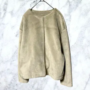 12652 유니클로 스무스얀 플리스 노카라 자켓 베이지 M