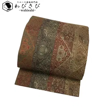 나고야 오비 세로 스트라이프에 꽃무늬 패턴 O-5830