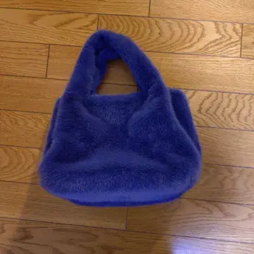 ANY 퍼 백 블루 토트백 숄더백