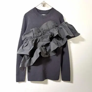 Mystrada 아지메 프릴 니트 긴팔 그레이