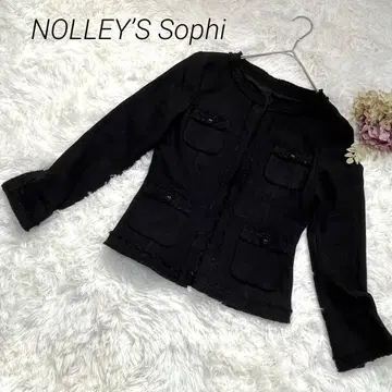 노리즈 소피 트위드 긴팔 노카라 자켓 실크 혼방 라메