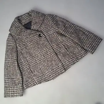 UNTITLED 판초풍 울 코트 트위드 숏 기장 숄카라 XL