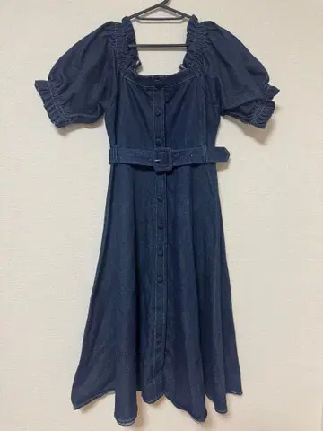 2way 오프숄더 데님 벨트 포함 셔츠 원피스