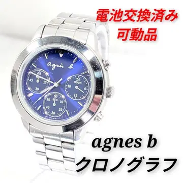 agnes b. 크로노그래프 여성용 배터리 교체 완료 가동품 K-17